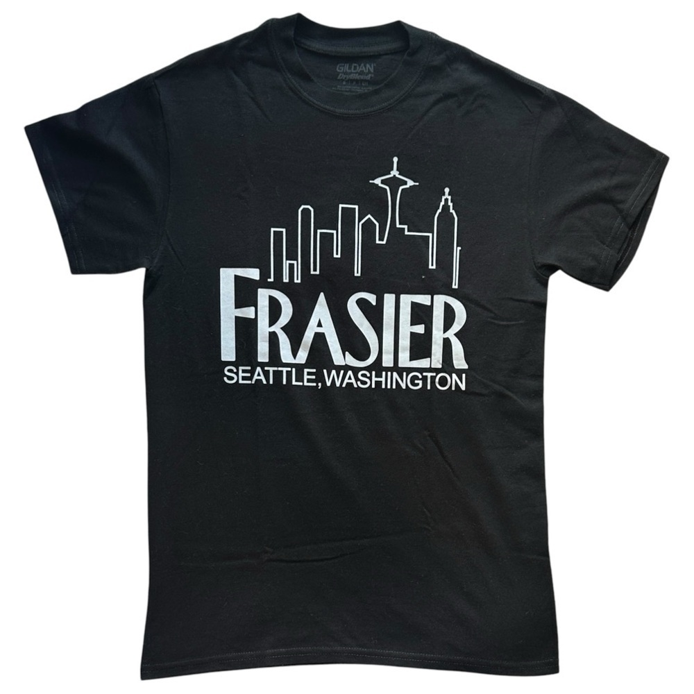 Vintage Y2K Frasier Seattle Washington Graphic Tee Shirt Black Women’s Small
